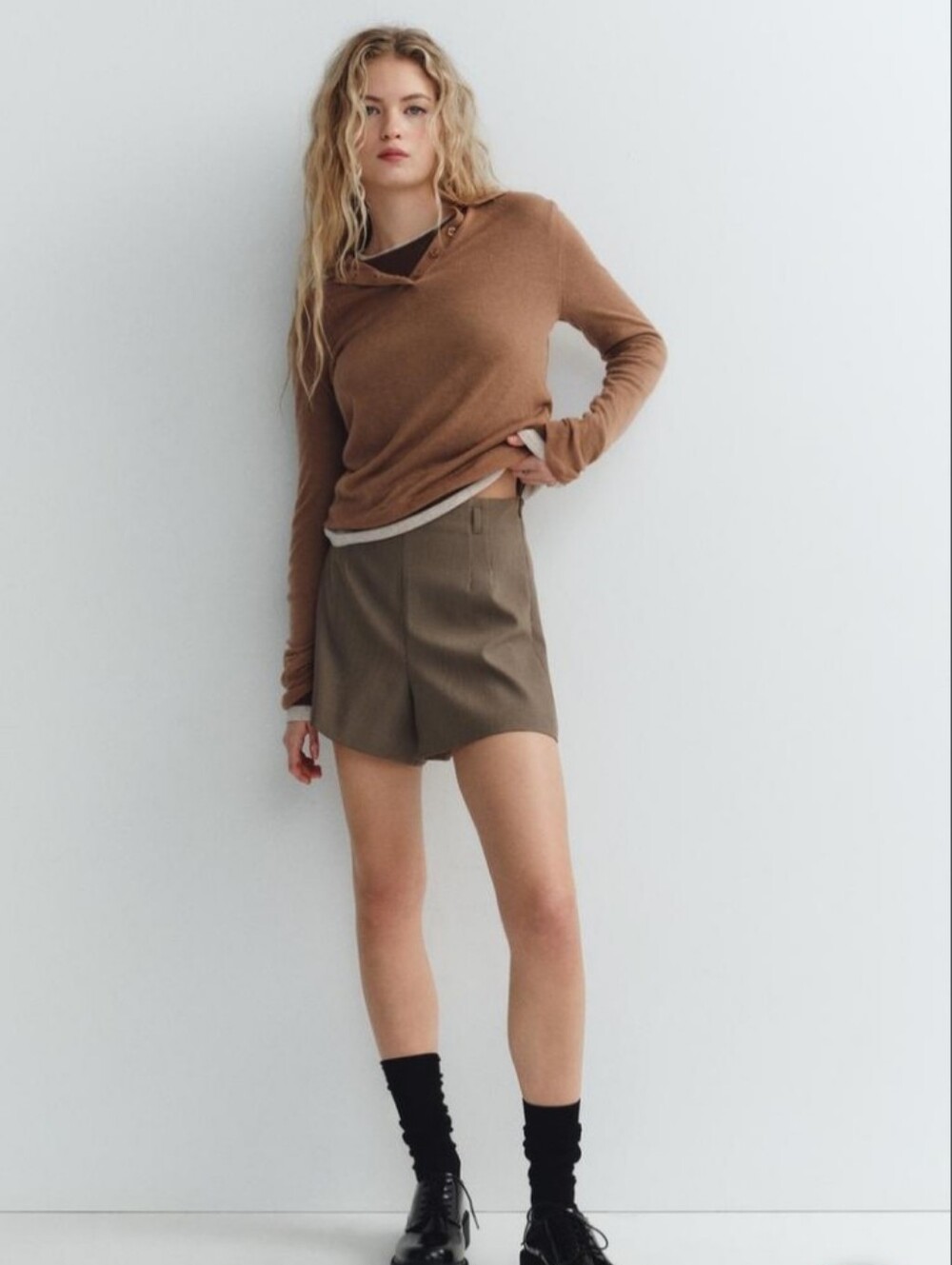 Zara Brown High-Waist Shorts